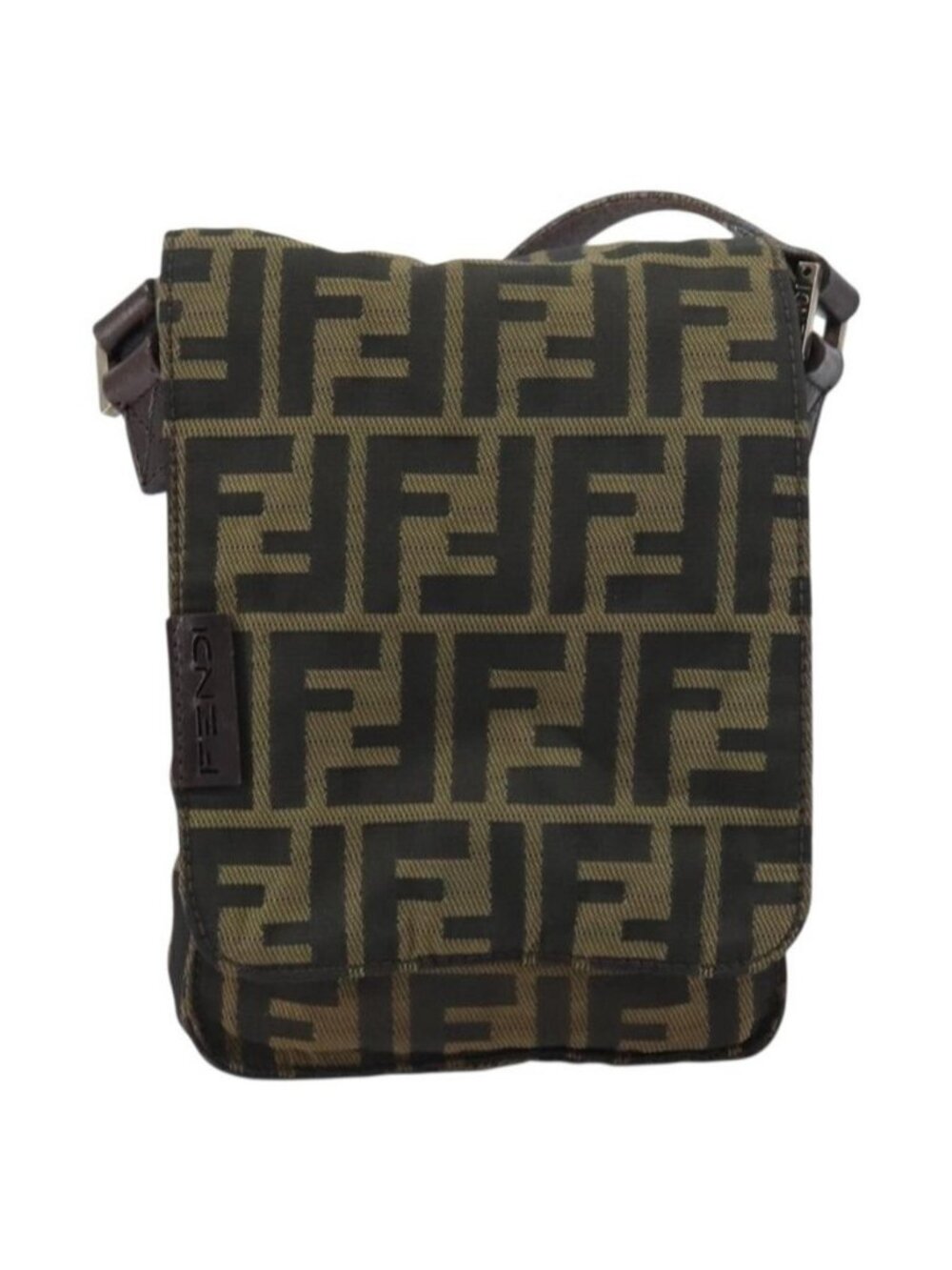 Authentic FENDI Zucca Canvas Shoulder Bag Black Brown - Picture 5 of 16